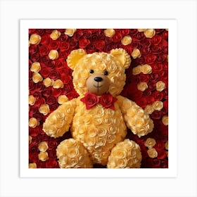 Teddy Bear With Roses 10 Art Print