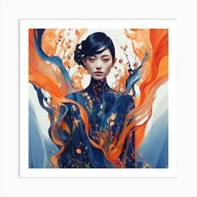 Chinese Girl With Fire Art Print