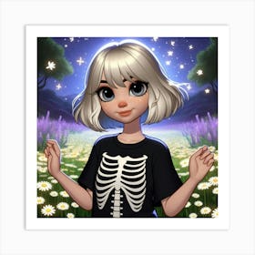 Skeleton Girl Art Print