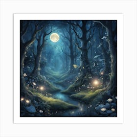 Night In The Magic Forest Art Print 2 Art Print