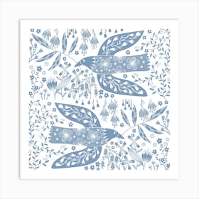 Blue Peace Dove Birds Art Print