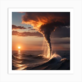 Storm Clouds Over The Ocean Waterspout Art Print