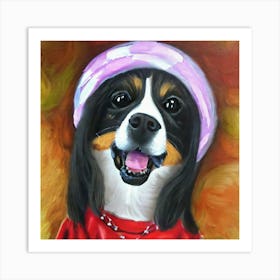 Cute Dog In A Costume Painting Art Print