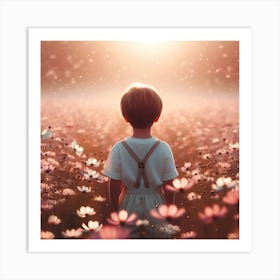 Little Boy In A Field Of Flowers 1 Art Print