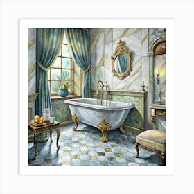 Luxury Bathroom With Marble And Gold Accents Art Print