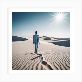 Man Walking In The Desert 1 Art Print