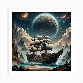 Ship In Space Art Print