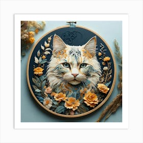 Cat With Flowers 6 Art Print