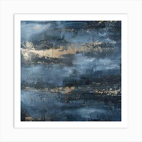 Blue And Gold Abstract Painting 15 Art Print