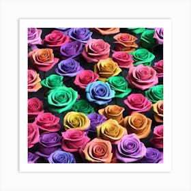 Rainbow Roses 1 Art Print