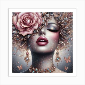 Glamorous rose glitter wall art Art Print