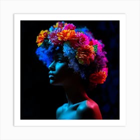 Afro Girl With Colorful Hair Art Print