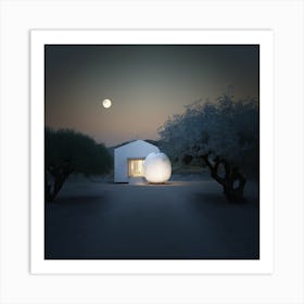 House In The Moonlight Art Print