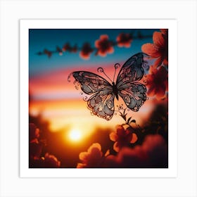 Butterfly At Sunset Art Print