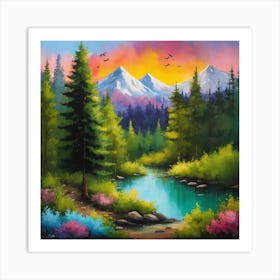 Sunset In The Mountains 5 Art Print