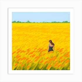 Girl In Yellow Field Art Print