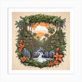 Waterfall In The Jungle Art Print