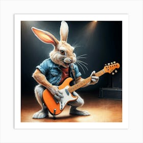 Rabbit Playing Guitar 10 Art Print