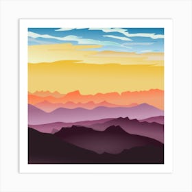 Abstract Mountain Landscape Art Print