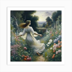 Girl In A Garden 5 Art Print