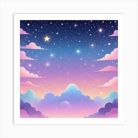 Sky With Twinkling Stars In Pastel Colors Square Composition 38 Art Print