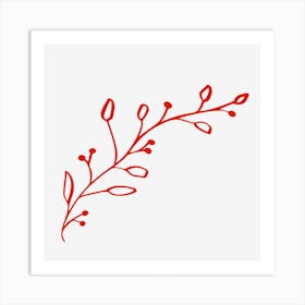 Red Berry Branch Art Print