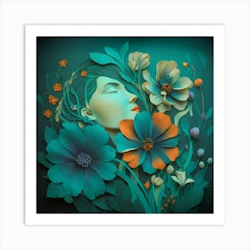 Woman With Flowers 8 Art Print