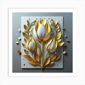 Three Tulips gold Art Print