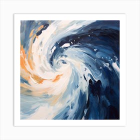 Oceanic Overture: Navy Blue and White Watercolour Harmony Art Print