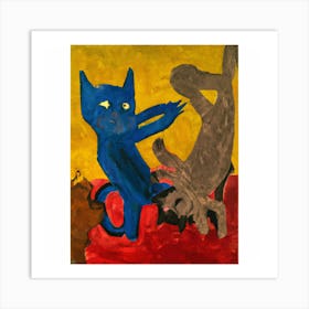 Cat Fight Art Print