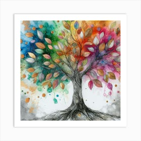 Kaleidoscope Canopy: A Dance of Colors Art Print