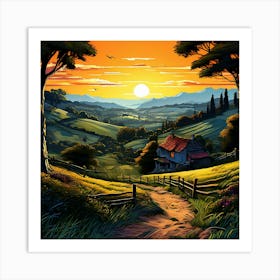 Sunset In The Countryside 2 Art Print