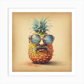 Pineapple With Sunglasses 1 Art Print