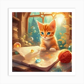 Kitty Reading A Book 1 Art Print