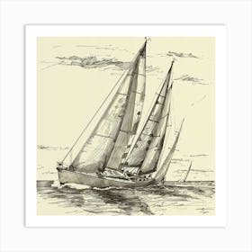 Sailboat Drawing Art Print