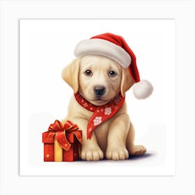 Christmas Labrador Puppy Art Print