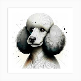 Poodle Dog Head - Abstract Line Art Illustration 107 Art Print