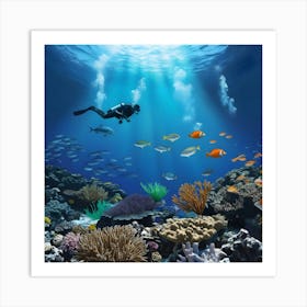 An Underwater Seascape Image Capturing The Beauty Of The Ocean Depths 1 Art Print