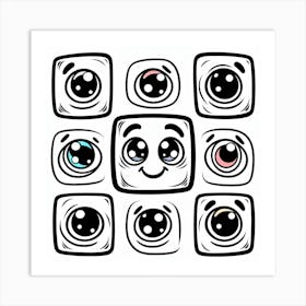 Doodle Eyes Vector Illustration Art Print