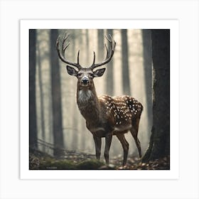 Deer In The Forest Haze Ultra Detailed Film Photography Light Leaks Larry Bud Melman Trending (75) Art Print