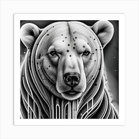 Portrait Of A Hyper Realistic Polar Bears Head Art Print