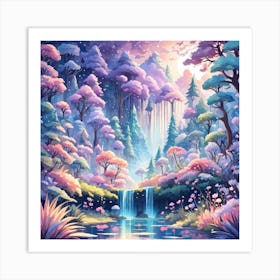 A Fantasy Forest With Twinkling Stars In Pastel Tone Square Composition 249 Art Print