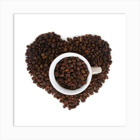 Coffee Beans In A Heart Art Print