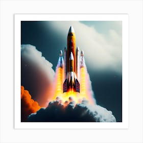 Picture Rocket With Words Space Side Art Print