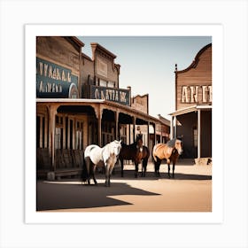 Horses In The Old West 1 Art Print