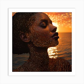 Afro-American Woman At Sunset 4 Art Print