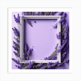 Lavender Frame On Purple Background 8 Art Print