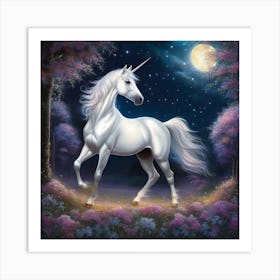 Unicorn At Night Art Print