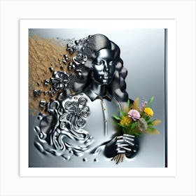 Woman With Flowers 1 Art Print
