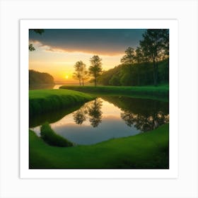 Sunset On A Golf Course Art Print